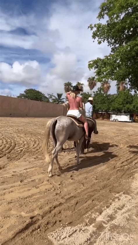 britney spears topless horseback riding|Britney Spears shows off vocals during horseback ride on vacation